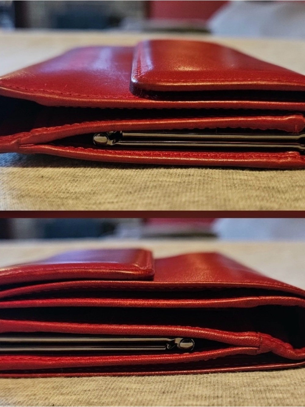 Coach vintage leather wallet in a deep cherry or bordeaux red - Picture 4 of 9